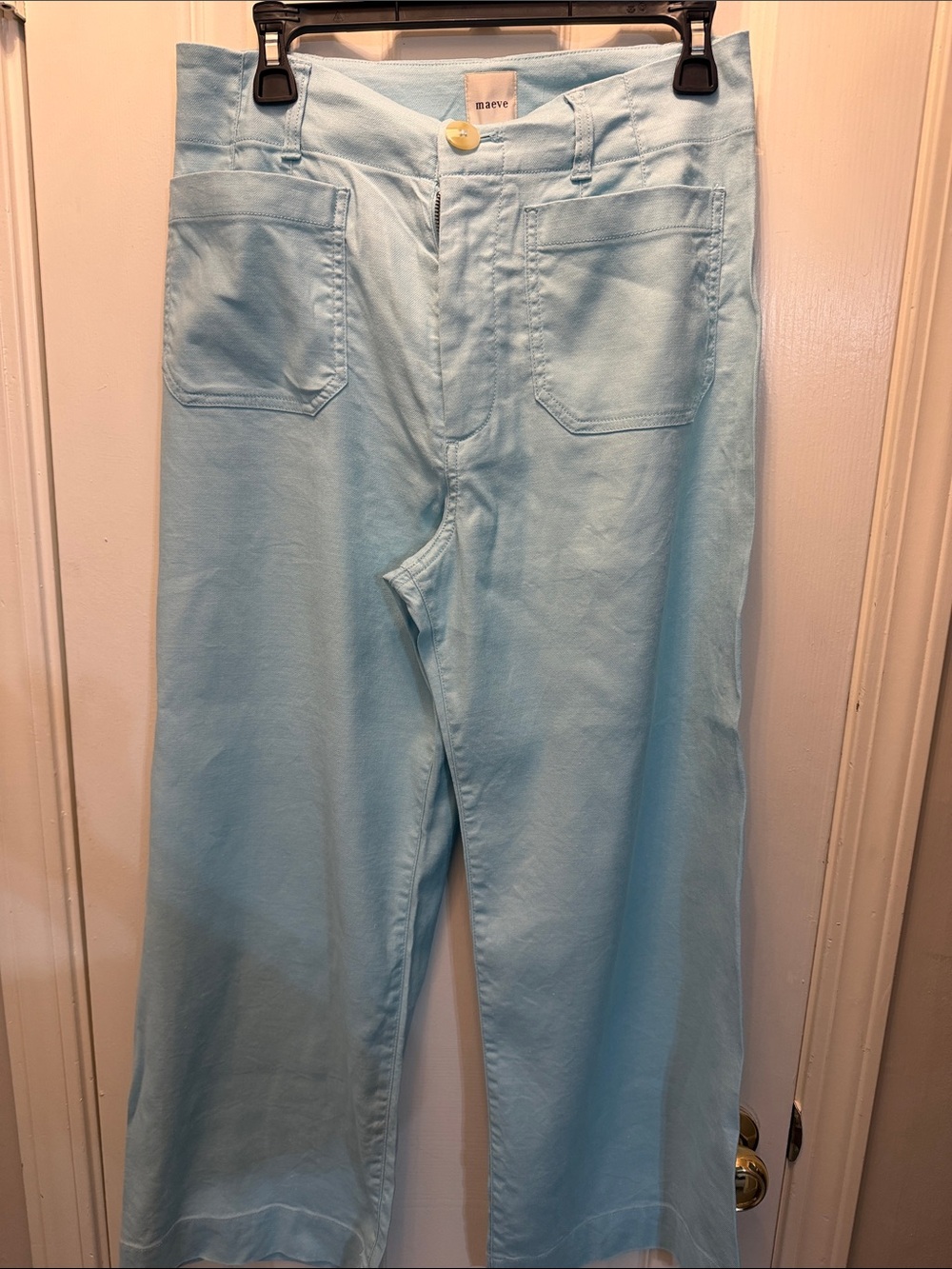 Maeve Pastel Blue Wide-Leg Cotton Pants